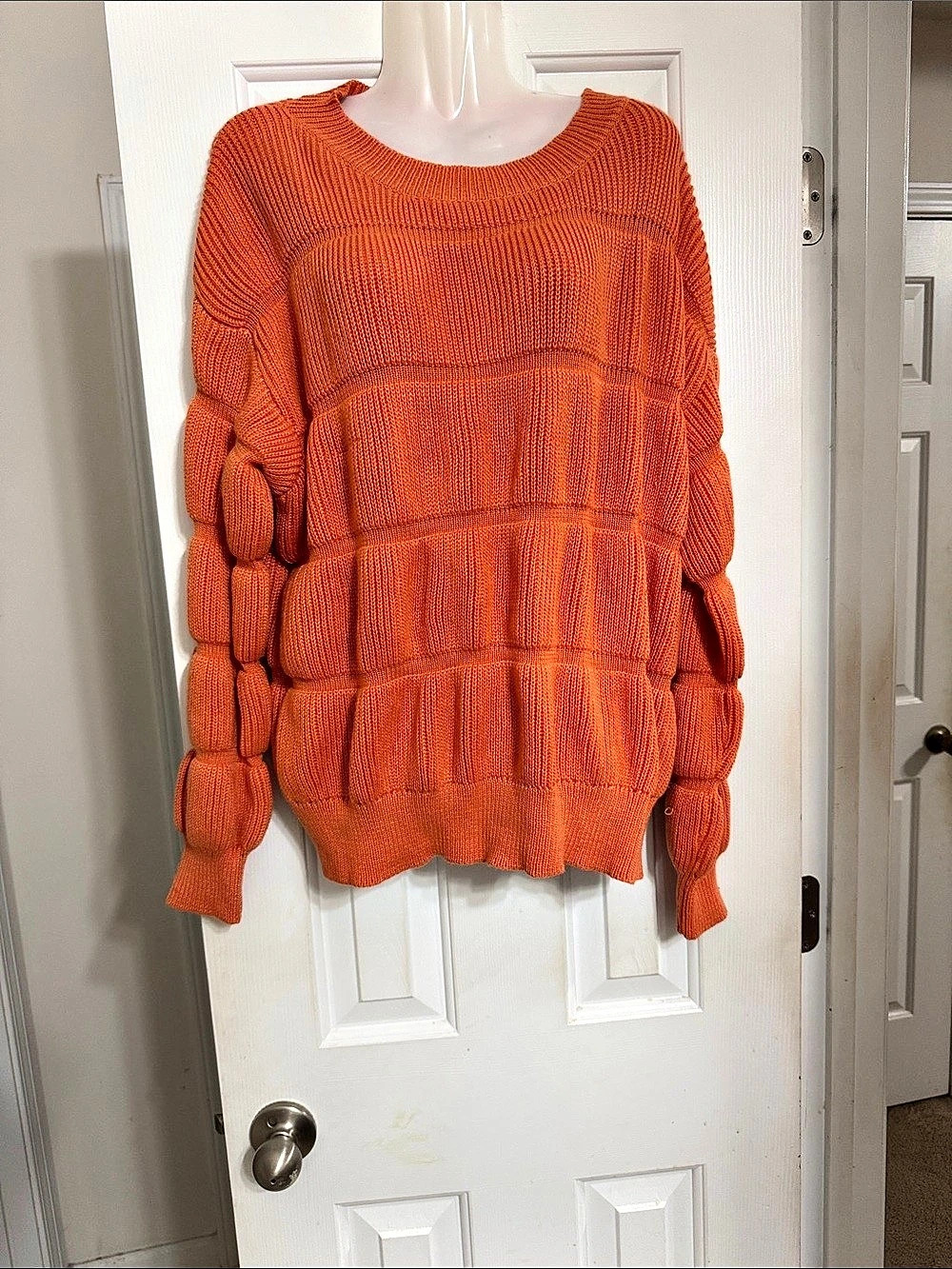 PrettyGarden Textured Knit Sweater in Orange Size Medium NWT